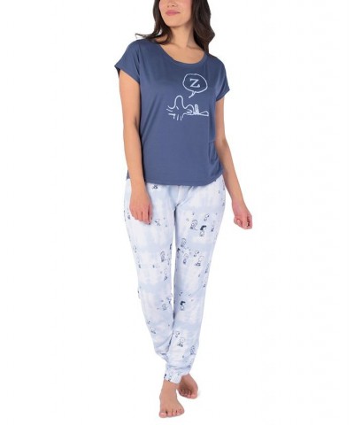 Women's Peanuts Party Tie-Dyed Pajama Set Gray $20.10 Sleepwear