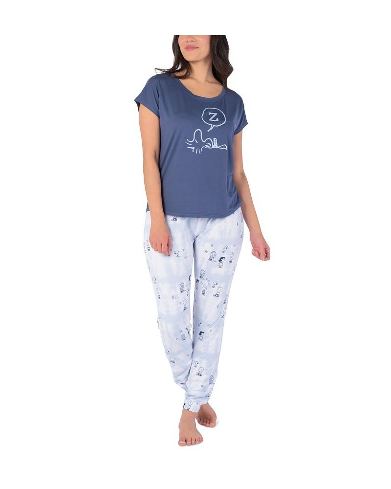 Women's Peanuts Party Tie-Dyed Pajama Set Gray $20.10 Sleepwear