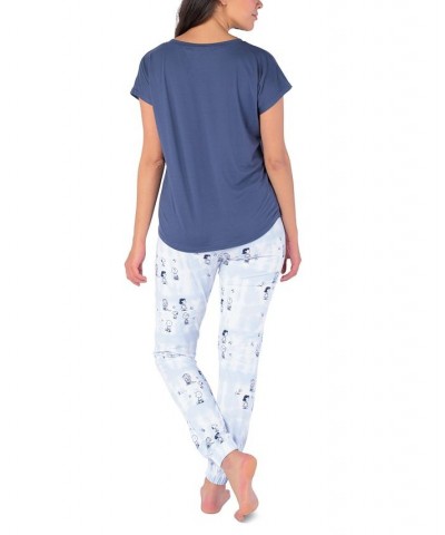 Women's Peanuts Party Tie-Dyed Pajama Set Gray $20.10 Sleepwear