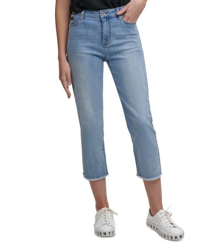 Rivington Slim Straight Cropped Raw-Hem Jeans Faded Blue $27.50 Jeans