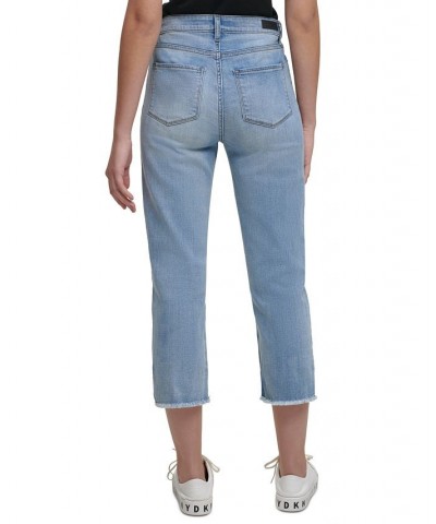 Rivington Slim Straight Cropped Raw-Hem Jeans Faded Blue $27.50 Jeans