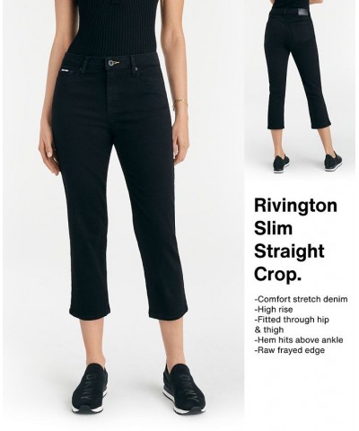 Rivington Slim Straight Cropped Raw-Hem Jeans Faded Blue $27.50 Jeans