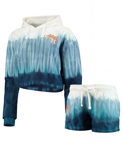 Women's Navy Houston Astros Dip-Dye Hoodie T-shirt and Pants Sleep Set Navy $32.00 Pajama