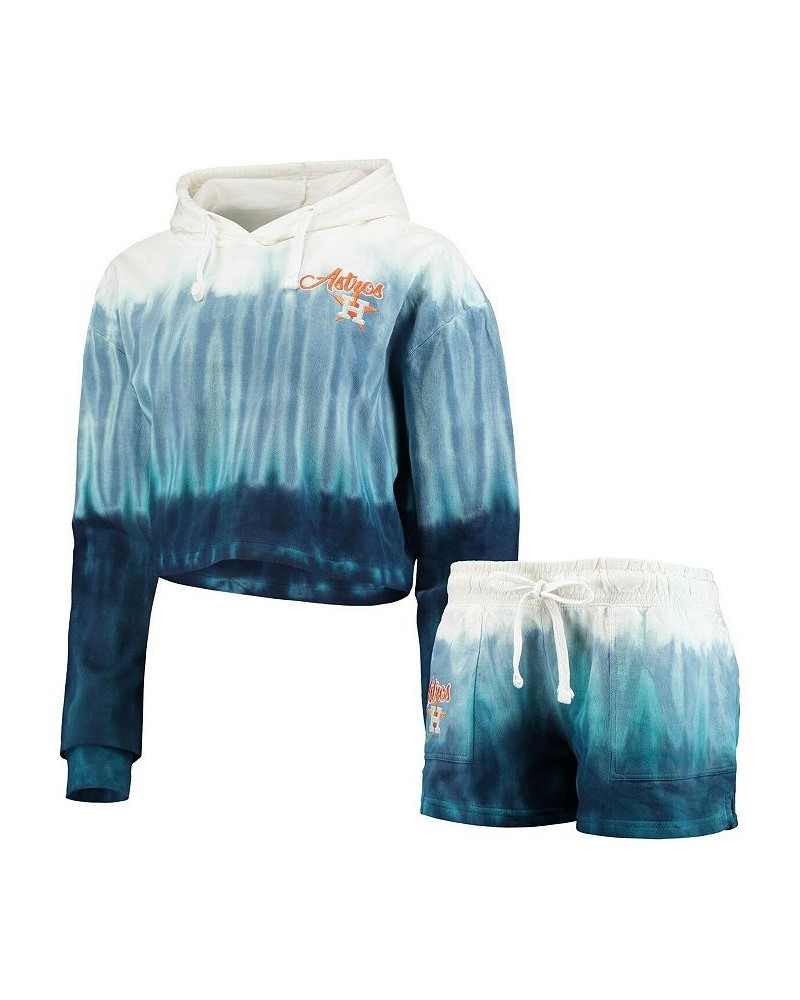 Women's Navy Houston Astros Dip-Dye Hoodie T-shirt and Pants Sleep Set Navy $32.00 Pajama