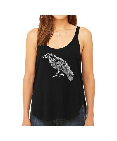 Women's Premium Word Art Flowy Tank Top- Edgar Allen Poe's The Raven Black $18.90 Tops