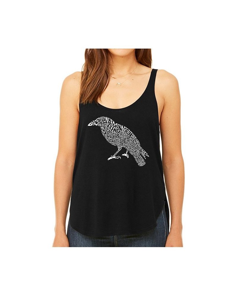 Women's Premium Word Art Flowy Tank Top- Edgar Allen Poe's The Raven Black $18.90 Tops