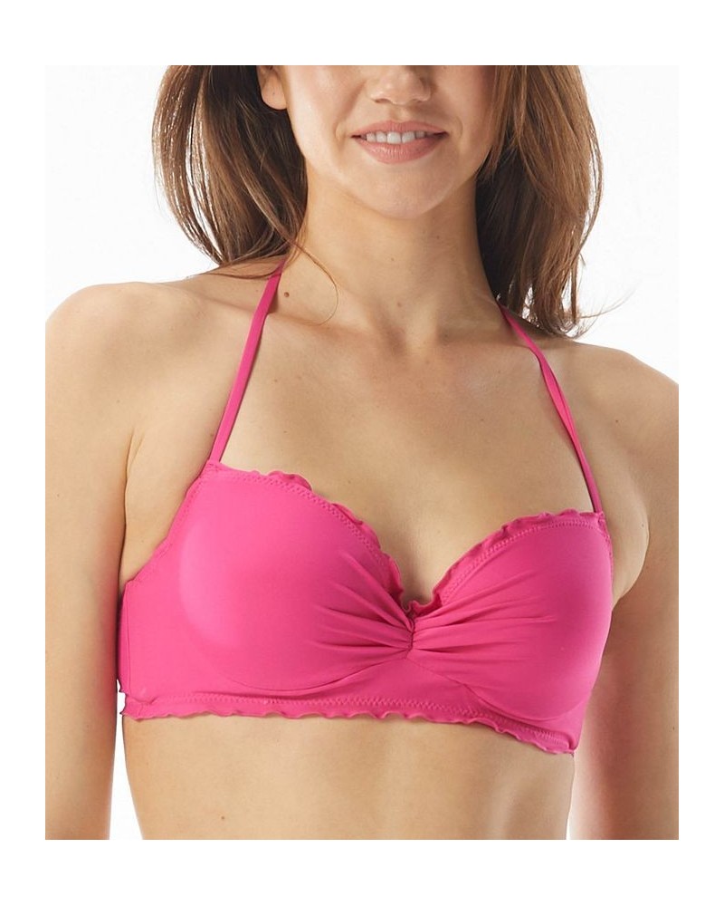 Solid Nixie Bra Sized Ruffle Edge Halter Bikini Top Pink $22.50 Swimsuits