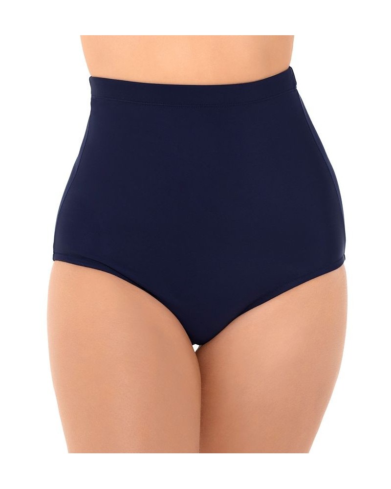 Women's Shirred Neck Blouson Underwire Tankini & Matching Bottoms Navy $39.60 Swimsuits