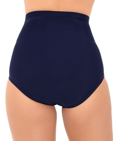 Women's Shirred Neck Blouson Underwire Tankini & Matching Bottoms Navy $39.60 Swimsuits