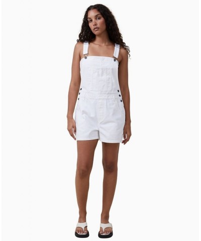 Women's Utility Canvas Overall Shorts White $28.70 Shorts