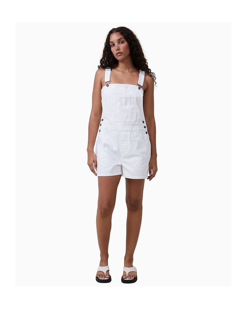 Women's Utility Canvas Overall Shorts White $28.70 Shorts