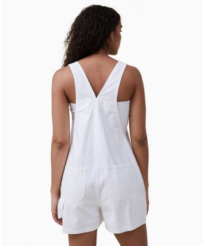 Women's Utility Canvas Overall Shorts White $28.70 Shorts