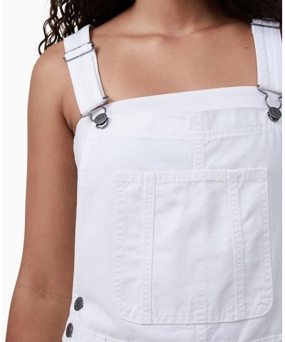 Women's Utility Canvas Overall Shorts White $28.70 Shorts