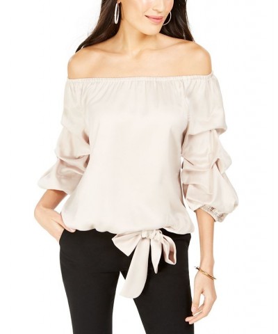 Off-The-Shoulder Puff Sleeve Top Champagne $38.71 Tops