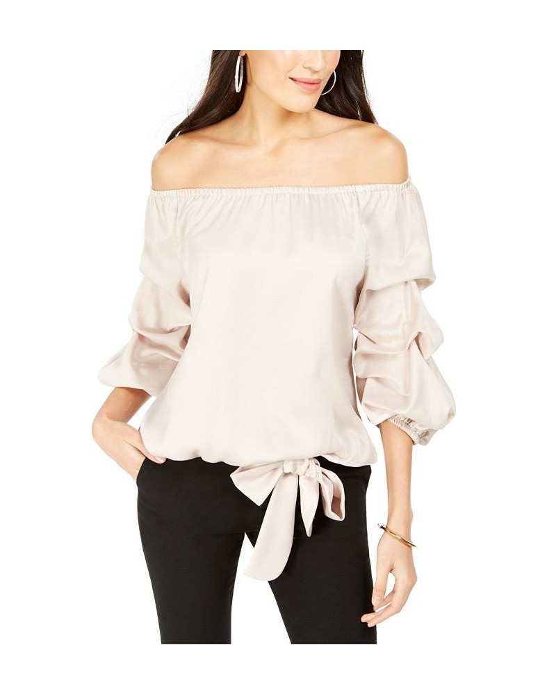 Off-The-Shoulder Puff Sleeve Top Champagne $38.71 Tops