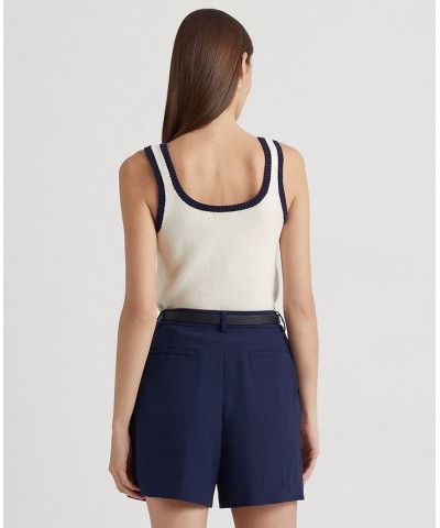 Women's Two-Tone Cotton-Blend Sleeveless Sweater Mascarpone Cream/french Navy $43.78 Sweaters