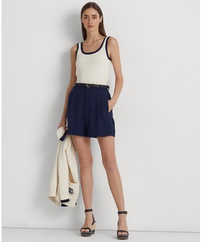 Women's Two-Tone Cotton-Blend Sleeveless Sweater Mascarpone Cream/french Navy $43.78 Sweaters