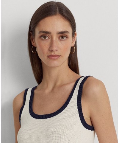 Women's Two-Tone Cotton-Blend Sleeveless Sweater Mascarpone Cream/french Navy $43.78 Sweaters