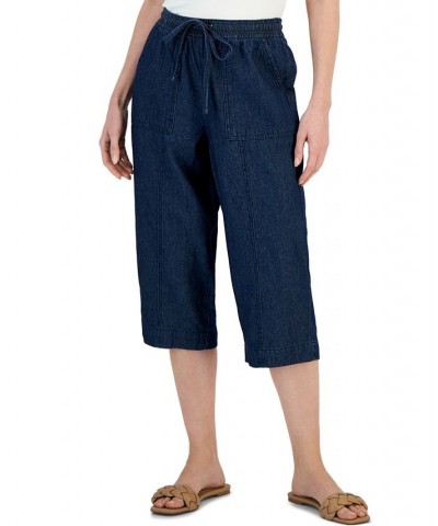 Petite Solid Quinn Cotton Capri Pants Twilight Wash $13.49 Pants