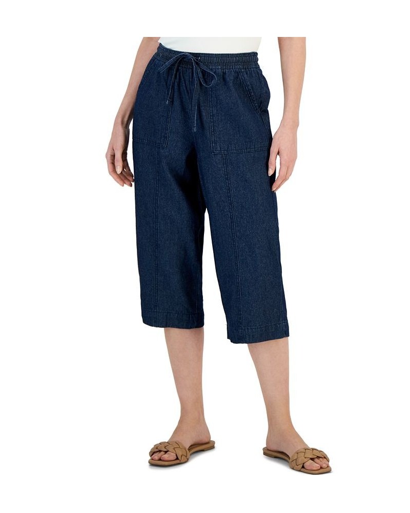 Petite Solid Quinn Cotton Capri Pants Twilight Wash $13.49 Pants