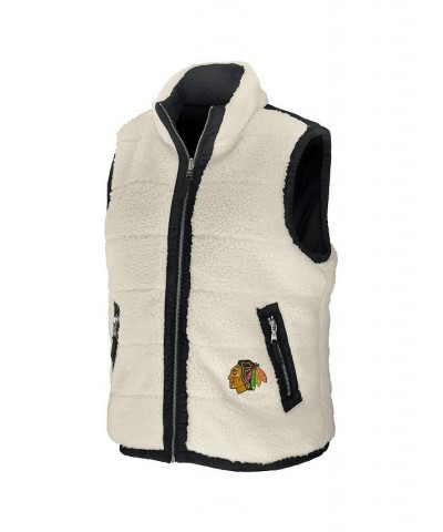 Women's Black Cream Chicago Blackhawks Reversible Sherpa Full-Zip Vest Black, Cream $34.10 Jackets