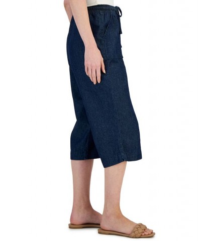 Petite Solid Quinn Cotton Capri Pants Twilight Wash $13.49 Pants