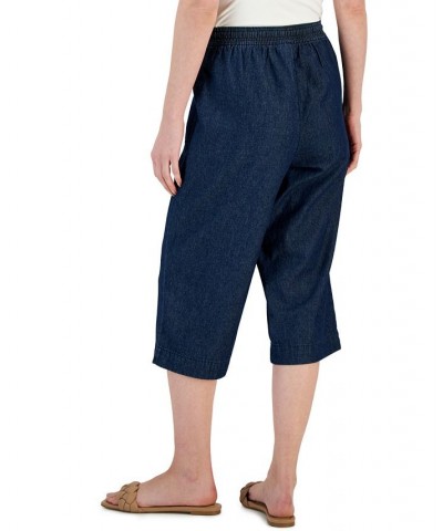 Petite Solid Quinn Cotton Capri Pants Twilight Wash $13.49 Pants