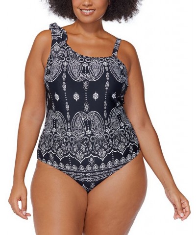 Plus Size Printed Best Day Ever Marita One-Shoulder Removable-Strap One-Piece Swimsuit Black $39.96 Swimsuits