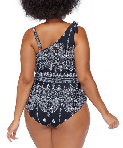 Plus Size Printed Best Day Ever Marita One-Shoulder Removable-Strap One-Piece Swimsuit Black $39.96 Swimsuits