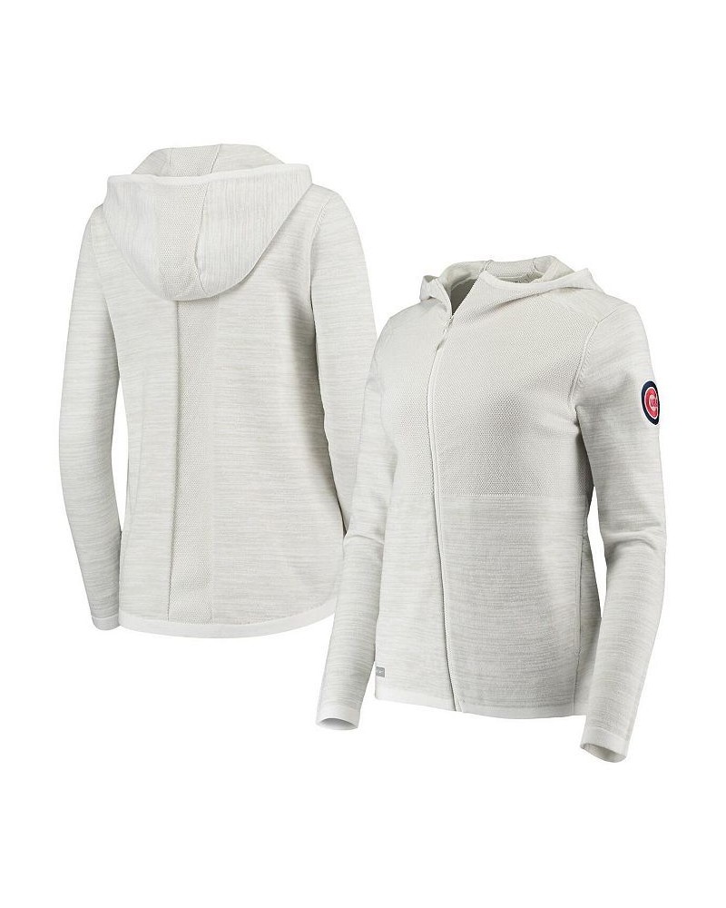 Women's Heathered White Chicago Cubs Cora Asymmetrical Full-Zip Jacket White $48.00 Jackets