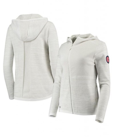 Women's Heathered White Chicago Cubs Cora Asymmetrical Full-Zip Jacket White $48.00 Jackets