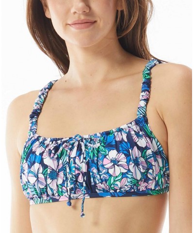 Ledia Floral-Print Shirred Bikini Top Azure $18.00 Swimsuits