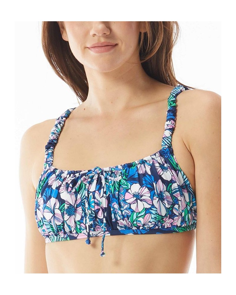 Ledia Floral-Print Shirred Bikini Top Azure $18.00 Swimsuits