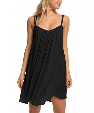 Juniors' Summer Adventures Solid Scoop-Neck Swim Dress Cover-Up Black $25.20 Swimsuits