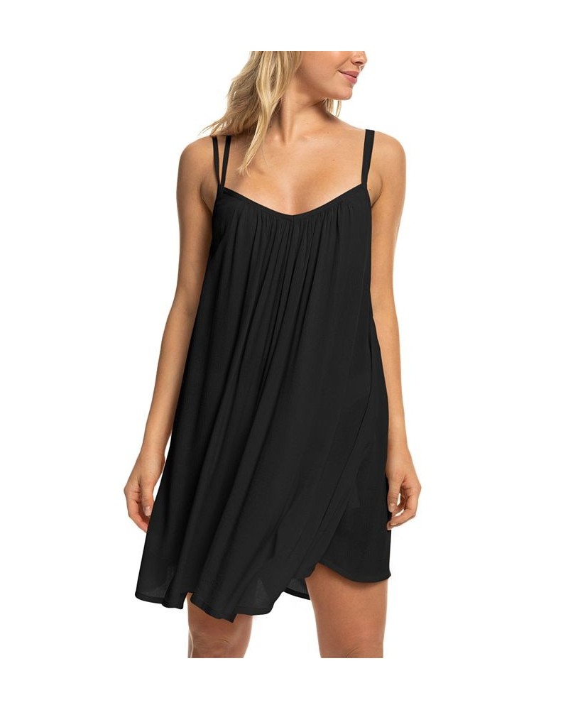 Juniors' Summer Adventures Solid Scoop-Neck Swim Dress Cover-Up Black $25.20 Swimsuits