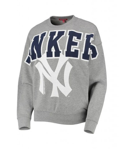 Women's New York Yankees Cooperstown Collection Logo Lightweight Pullover Sweatshirt Heathered Gray $32.20 Sweatshirts