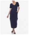 Women's Short Sleeve V-Neck Maxi Dress Navy $32.00 Dresses