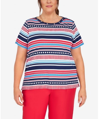 Plus Size Americana Stripe Top Multi $27.40 Tops