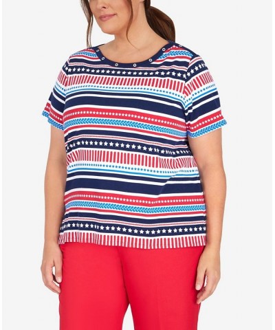 Plus Size Americana Stripe Top Multi $27.40 Tops