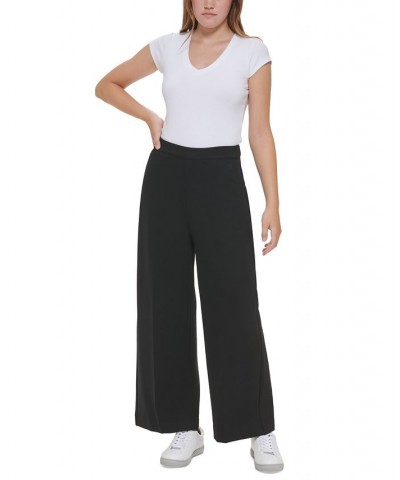 Women's Wide-Leg Ankle Pants Black $32.49 Pants