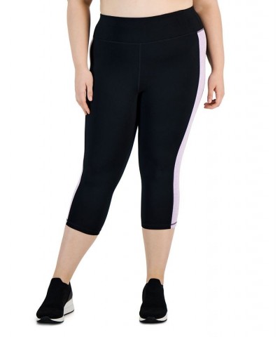 Plus Size Colorblocked Capri Leggings Noir White $10.99 Pants