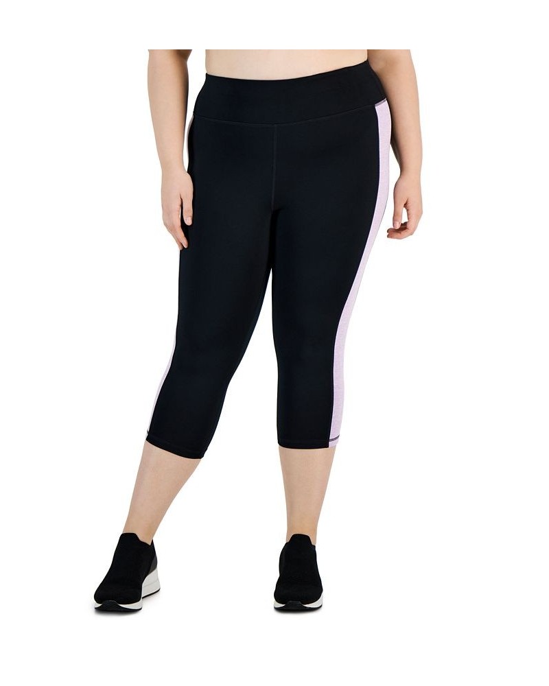 Plus Size Colorblocked Capri Leggings Noir White $10.99 Pants