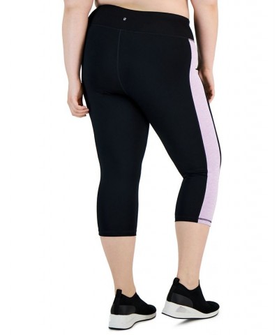 Plus Size Colorblocked Capri Leggings Noir White $10.99 Pants