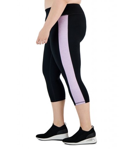 Plus Size Colorblocked Capri Leggings Noir White $10.99 Pants