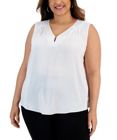 Plus Size Sleeveless Embellished Keyhole Top Vanilla Ice $36.34 Tops