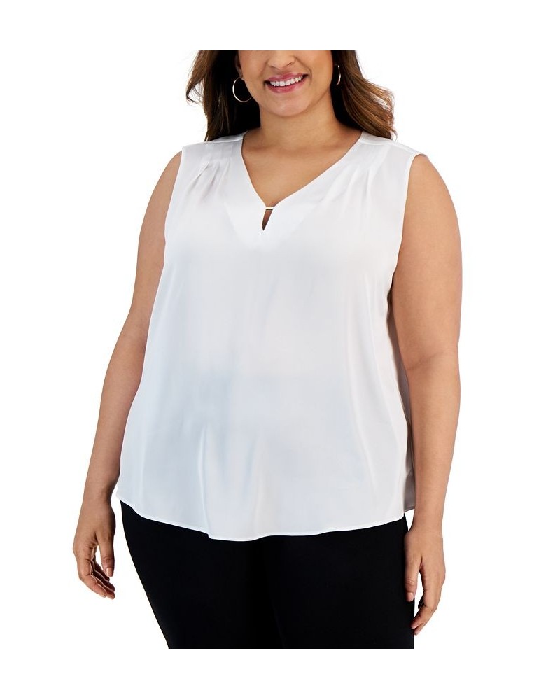 Plus Size Sleeveless Embellished Keyhole Top Vanilla Ice $36.34 Tops