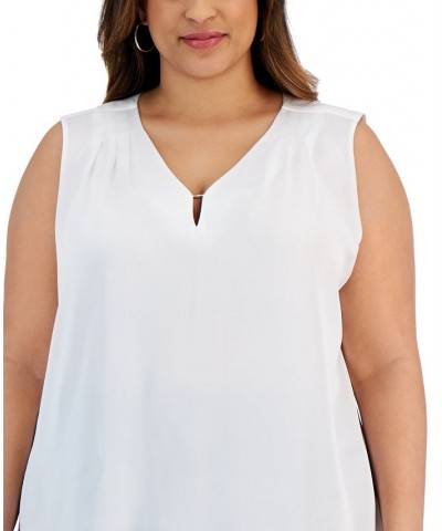 Plus Size Sleeveless Embellished Keyhole Top Vanilla Ice $36.34 Tops