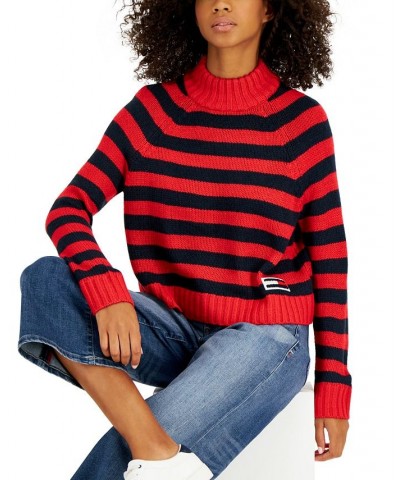 Women's Mock-Neck Sweater Scarlet Multi $18.77 Sweaters