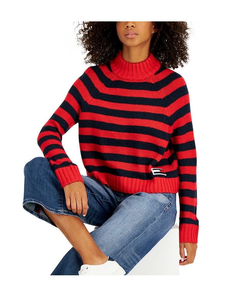 Women's Mock-Neck Sweater Scarlet Multi $18.77 Sweaters