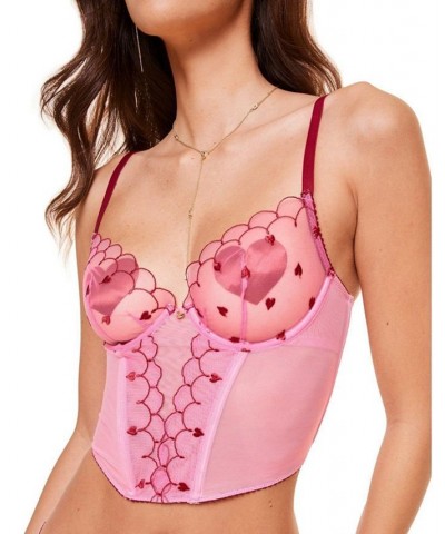 Caroline Women's Unlined Cropped Bustier Pink $22.53 Bras